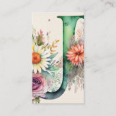 Monogrammed J Daisy Floral Waterverf QR Code Logo Visitekaartje (Voorkant)