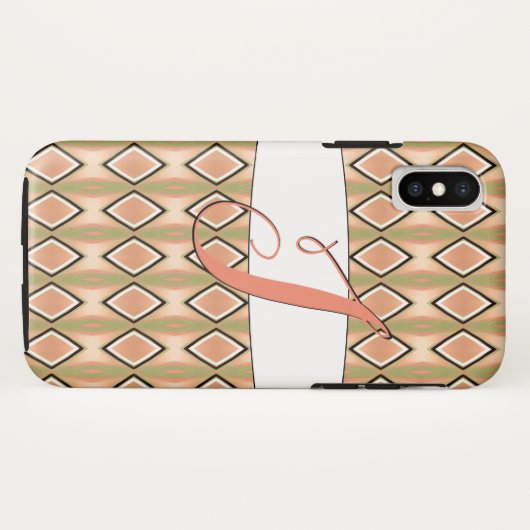 Monogrammed J Phone Case of Pink and Greens (Achterkant (horizontaal))