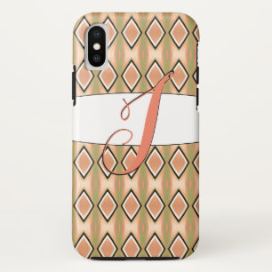 Monogrammed J Phone Case of Pink and Greens