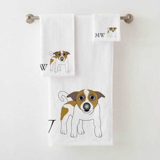 Monogrammed Jack Russell Terrier hondenontwerp Bad Handdoek (Insitu)