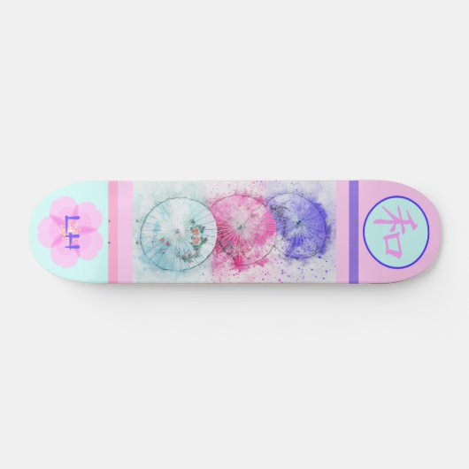 Monogrammed Japans 3 Umbrella Peace Skateboard (Horizontaal)