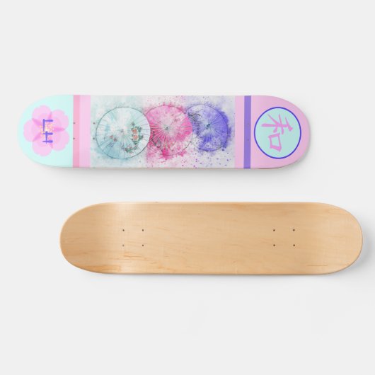 Monogrammed Japans 3 Umbrella Peace Skateboard (Horizontaal)