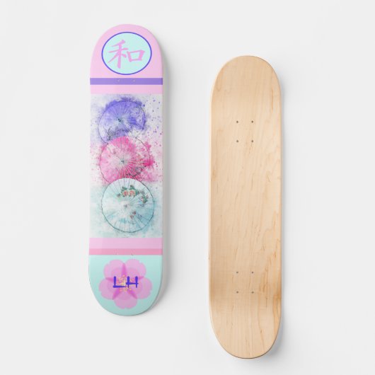 Monogrammed Japans 3 Umbrella Peace Skateboard (Voorkant)