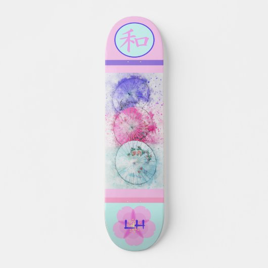 Monogrammed Japans 3 Umbrella Peace Skateboard (Voorkant)