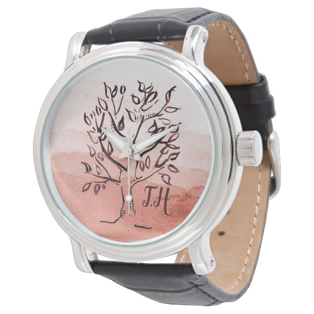 Monogrammed Japanse stijl gepersonaliseerd horloge (Gekanteld)