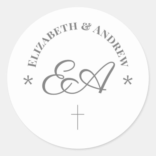 Monogrammed katholieke bruiloft ronde sticker (Voorkant)