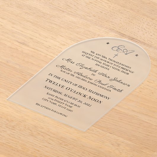 Monogrammed Katholieke Uitnodiging (Laagn)