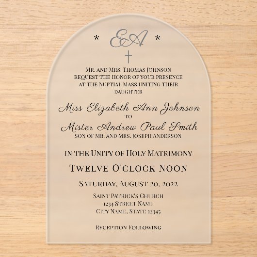 Monogrammed Katholieke Uitnodiging (Voorkant)