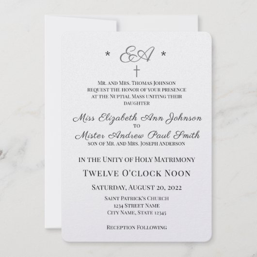 Monogrammed Katholieke Uitnodiging (Voorkant)