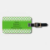 Monogrammed Kelly Green Quatrefoil Pattern Bagagelabel (Voorkant horizontaal)