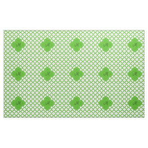 Monogrammed Kelly Green Quatrefoil Pattern Stof