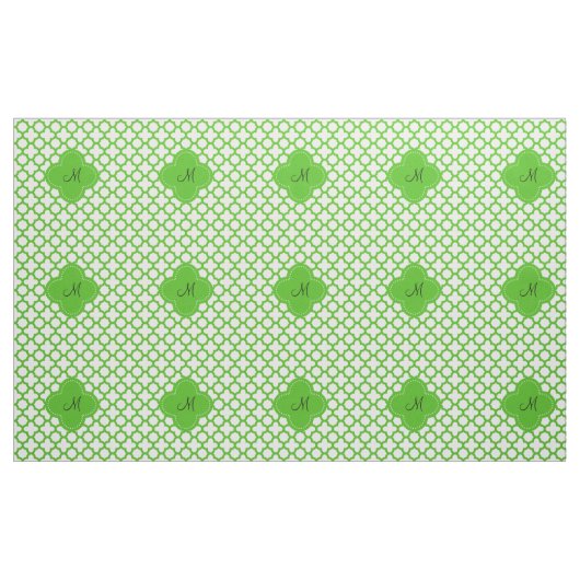 Monogrammed Kelly Green Quatrefoil Pattern Stof (Yard (91,4 cm))