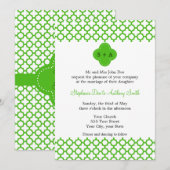 Monogrammed Kelly Green Quatrefoil Pattern Weddens Kaart (Voorkant / Achterkant)