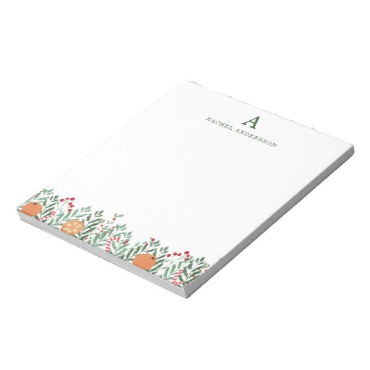 Monogrammed-kerstblokblocnote Notitieblok (Linkerzijde)