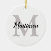 Monogrammed kerstboomversiering keramisch ornament (Voorkant)