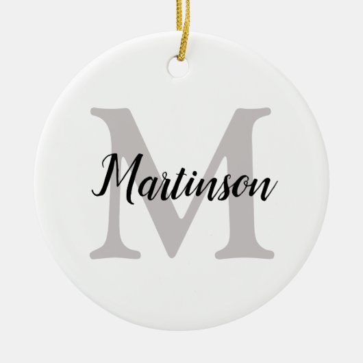 Monogrammed kerstboomversiering keramisch ornament (Voorkant)
