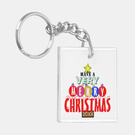 Monogrammed kerstboomversieringen sleutelhanger (Voorkant Links)