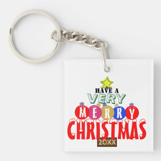 Monogrammed kerstboomversieringen sleutelhanger (Voorkant)