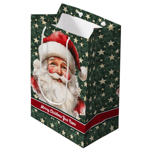 Monogrammed Kerstcadeau Tas  Kerstman Medium Cadeauzakje (Voorkant Gekanteld)