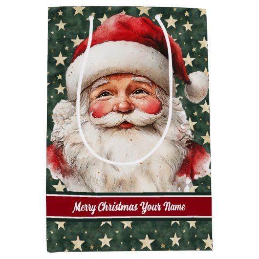 Monogrammed Kerstcadeau Tas  Kerstman Medium Cadeauzakje (Voorkant)