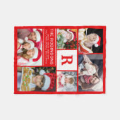 Monogrammed kerstfamilie foto collage fleece deken (Voorkant (Horizontaal))