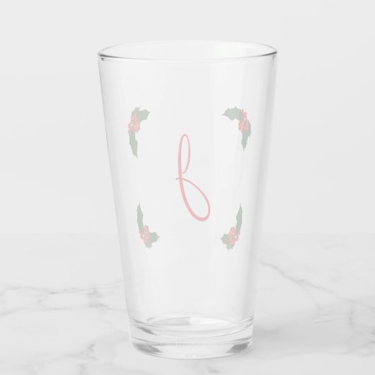 Monogrammed Kerstkerst Holly Glas (Achterkant)