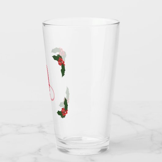Monogrammed Kerstkerst Holly Glas (Links)
