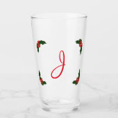 Monogrammed Kerstkerst Holly Glas (Voorkant)
