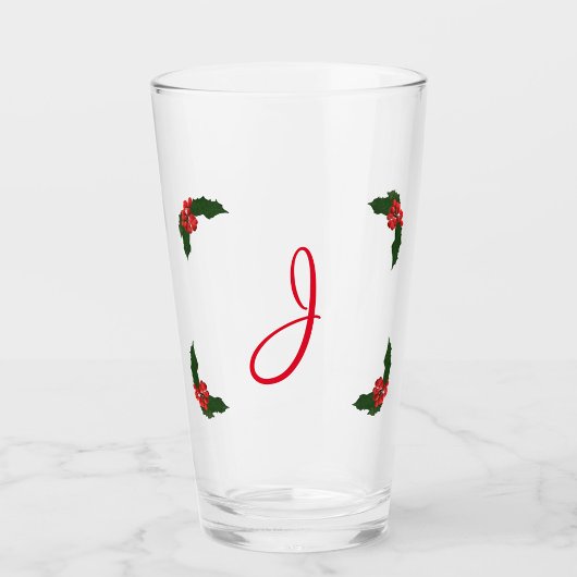 Monogrammed Kerstkerst Holly Glas