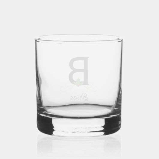 Monogrammed Kerstkerst Holly Whisky Glas (Achterkant)