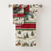 Monogrammed Kerstman Kerstbadhanddoeken Bad Handdoek (Insitu)