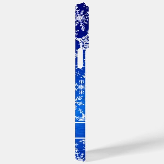 Monogrammed Kerstmis Blauw Wit Sneeuwvlokken Case-Mate iPhone Case (Achterkant / Rechts)