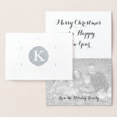 Monogrammed Kerstmispatroon zilver Folie Kaarten (Display)