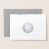 Monogrammed Kerstmispatroon zilver Folie Kaarten (Voorkant met envelop)