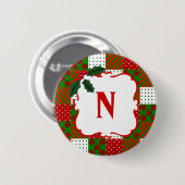 Monogrammed kerstquilt Patchwork Ronde Button 5,7 Cm (Voorkant /achterkant)