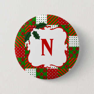 Monogrammed kerstquilt Patchwork Ronde Button 5,7 Cm
