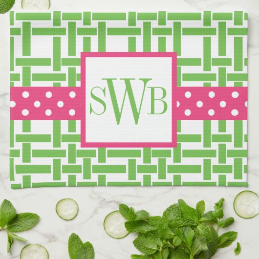 Monogrammed keukenhanddoeken voor amboe en grosgra (Gevouwen)