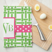 Monogrammed keukenhanddoeken voor amboe en grosgra (Quarter Fold)