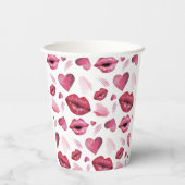 Monogrammed Kisses and Hearts Pattern Waterverf Papieren Bekers (Achterkant)