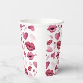 Monogrammed Kisses and Hearts Pattern Waterverf Papieren Bekers (Links)