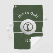 Monogrammed Klassic Golf Player Sports Quote Green Golfhanddoek (Insitu)
