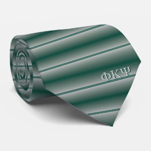 Monogrammed Klassieke Stripes in Forest Green & Gr Stropdas