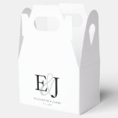 Monogrammed klassieke witte elegante bruiloft bedankdoosjes (Geopend)