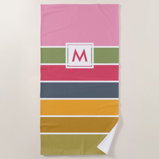 Monogrammed-kleurenblok, gevlekt strandlaken (Voorkant)