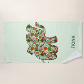 Monogrammed Kleurrijke Baby Olifant Strandlaken (Voorkant)