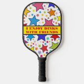 Monogrammed kleurrijke sterren, Dinks met vrienden Pickleball Paddle (Voorkant)