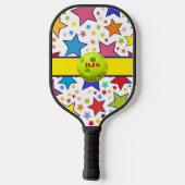Monogrammed kleurrijke sterren, Dinks met vrienden Pickleball Paddle (Achterkant)