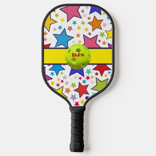 Monogrammed kleurrijke sterren, Dinks met vrienden Pickleball Paddle (Achterkant)