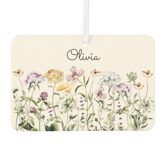 Monogrammed kleurrijke wilde bloementuin luchtverfrisser (Achterkant)