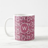 Monogrammed Knuffels Kusjes XOXO Roze Koffiemok (Links)